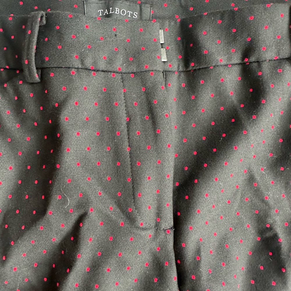 Dress pants with red polka dots
